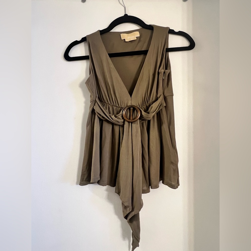MICHAEL Michael Kors Gray Asymmetrical Sleeveless Blouse